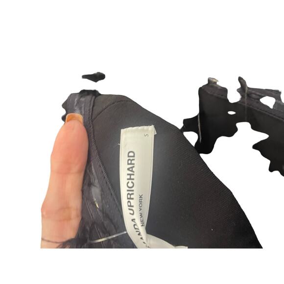 Amanda Uprichard Amiah Jumpsuit Ostrich Feather Trim Classy Witchy Black Size S - Picture 16 of 16